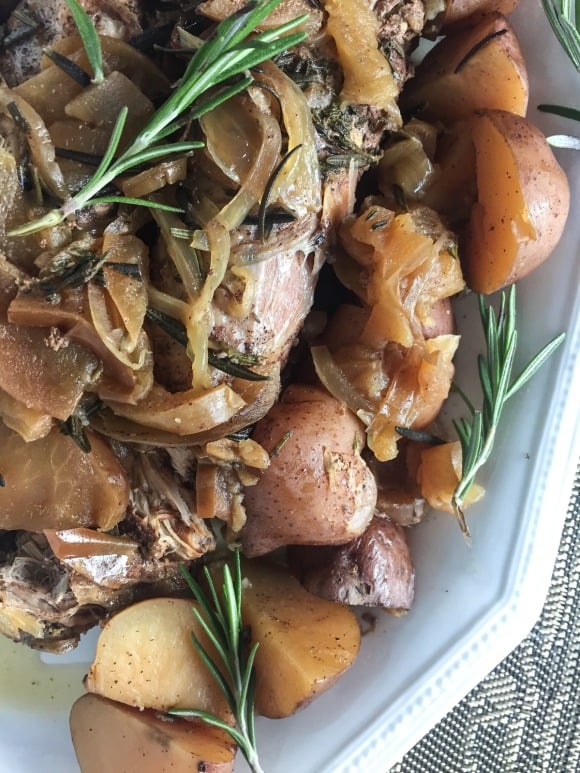 Slow Cooker Rosemary Dijon Pork with Cinnamon-Apples and Red Potatoes