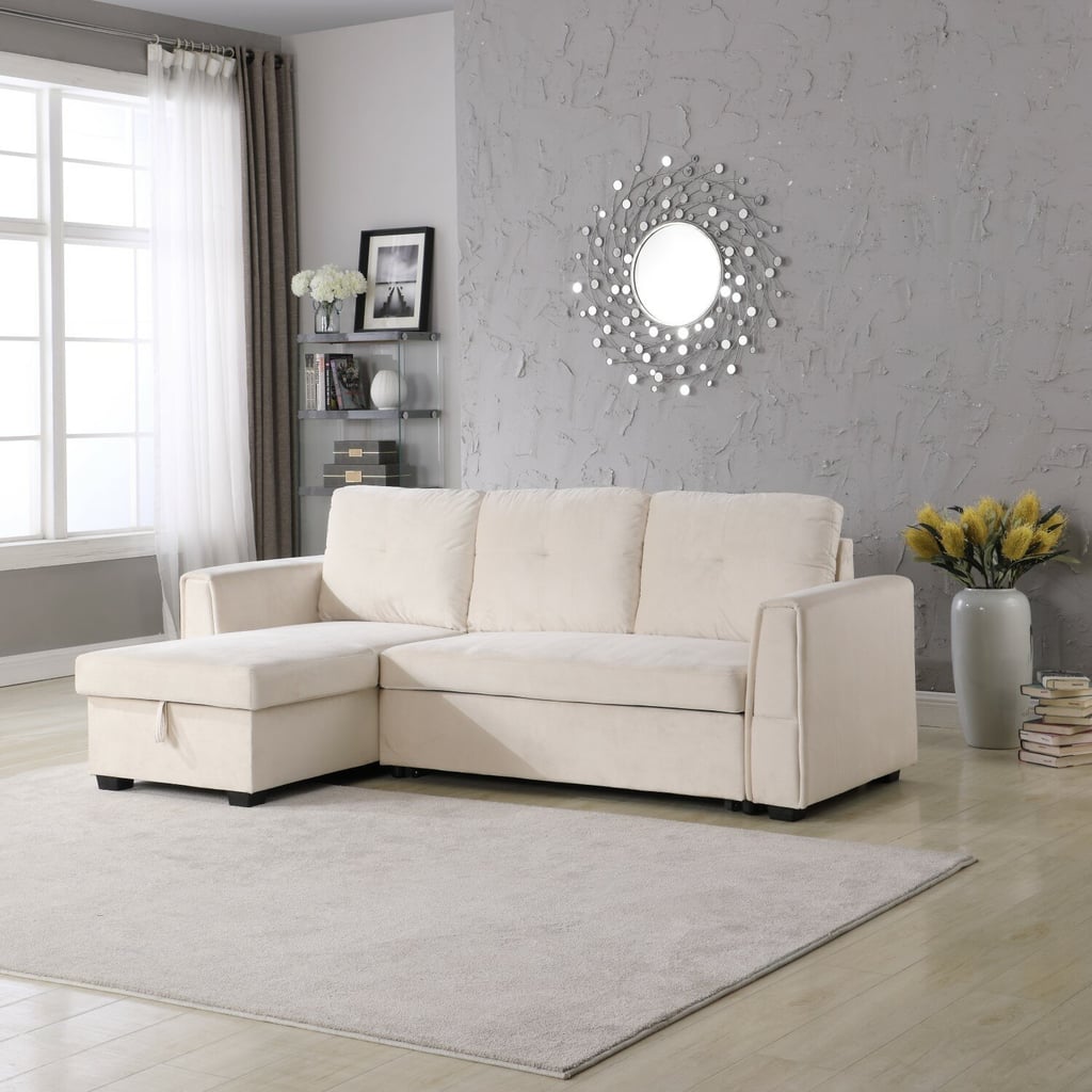 A Chic Sectional: Kristy Velvet Round Arm Sofa Bed