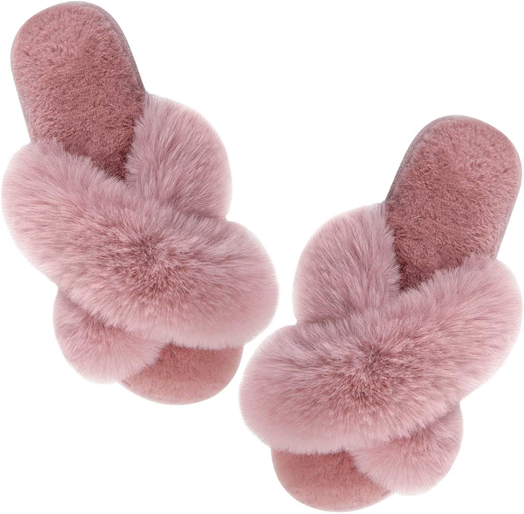 A Cozy Find: Women's Cross Band Plush Slippers