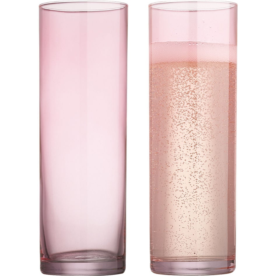 These rose-colored Champagne glasses ($3) feel slightly less girlie thanks to their modern cylindrical shape. 
— Angela Elias, editor