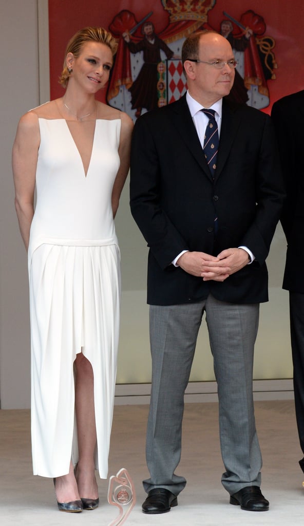 Princess Charlene's Ivory Gown at Monaco Grand Prix