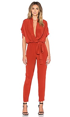 L'Agence Olivia Silk Surplice Jumpsuit, Harissa