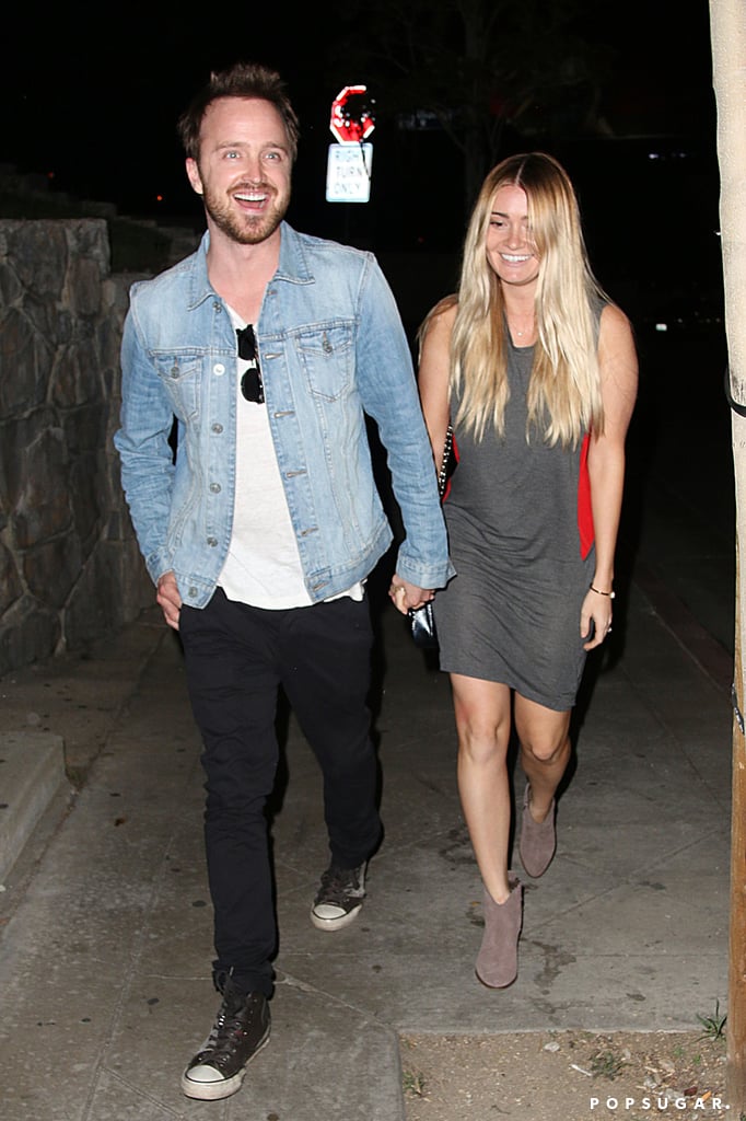 On Wednesday, Aaron Paul and Lauren Parsekian had a date night at Chateau Marmont in LA.