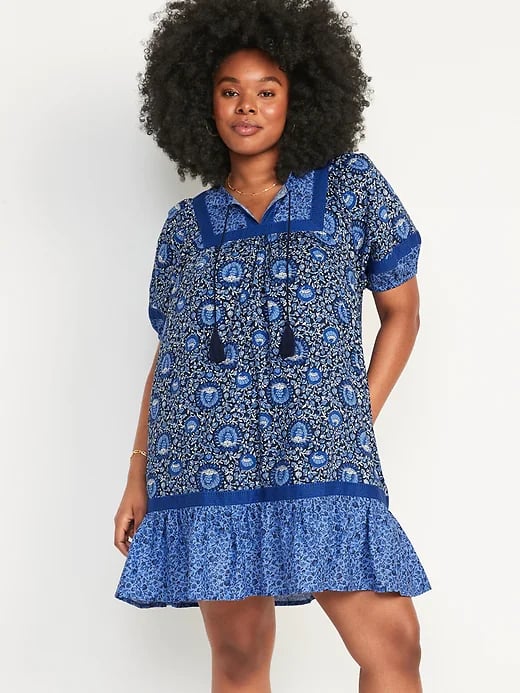 A Patterned Dress: Old Navy Puff-Sleeve Printed Swing Dress