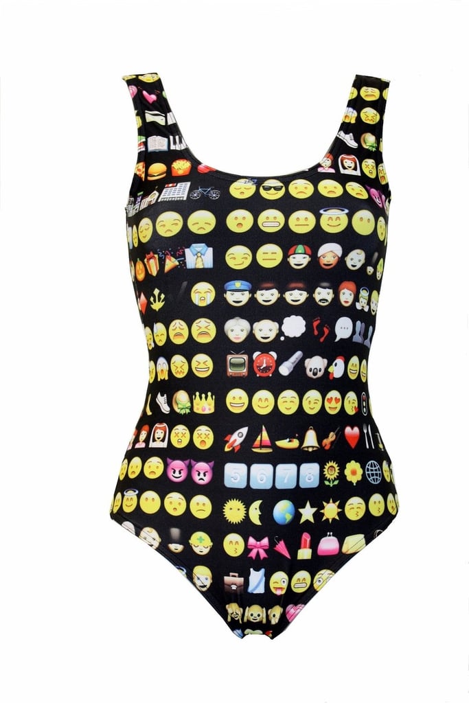 Emoji Emoticon Smiley Icons Printed Swimsuit  ($33)