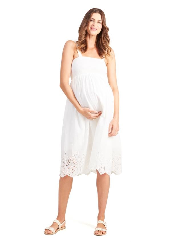 Ingrid & Isabel Embroidered Scallop Hem Maternity Dress 