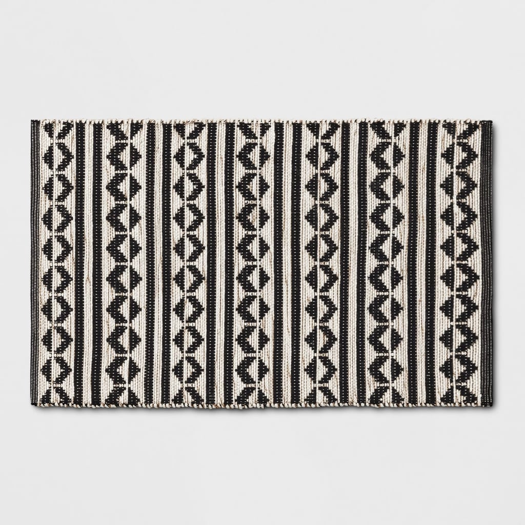 Black Geometric Woven Accent Rug