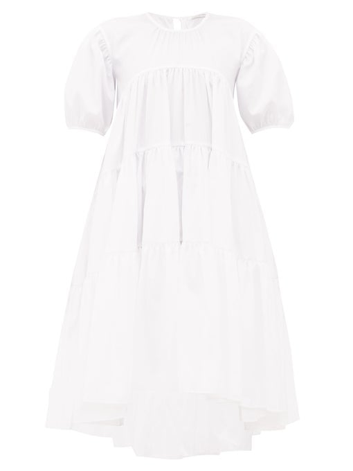 Cecilie Bahnsen Esme Tie-Back Tiered Faille Midi Dress