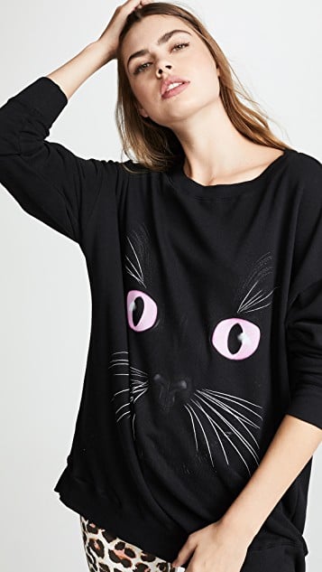 Wildfox Black Cat Roadtrip Sweatshirt I d Give Up My Gym