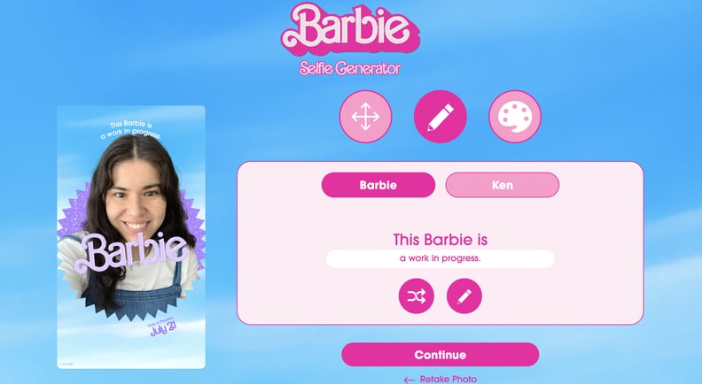"Barbie" Selfie Generator Step 4: Customize Your Caption