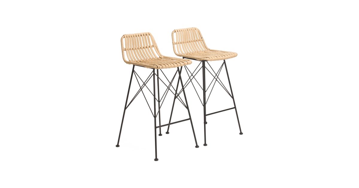 Set of Two Indoor Outdoor Natural Barstools Best SmallSpace Furniture From TJ Maxx POPSUGAR
