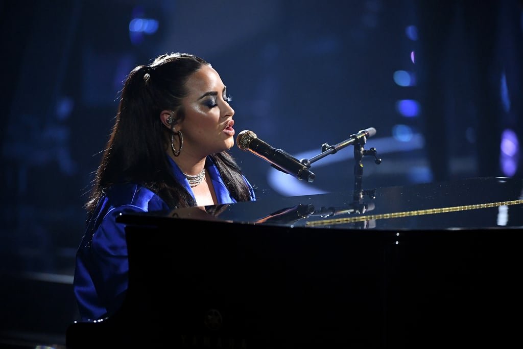 Demi Lovato Purple Suit at Billboard Music Awards 2020