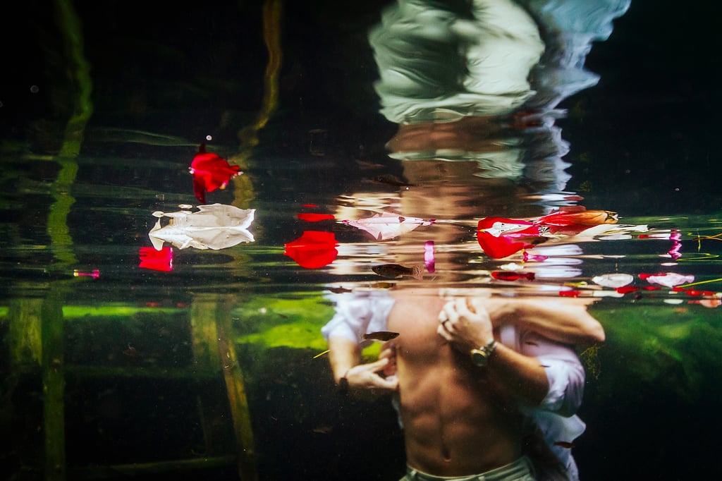 Underwater Trash-the-Wedding-Dress Shoot