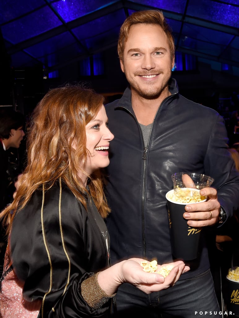 Chris Pratt and Amy Poehler at the MTV Movie Awards 2016