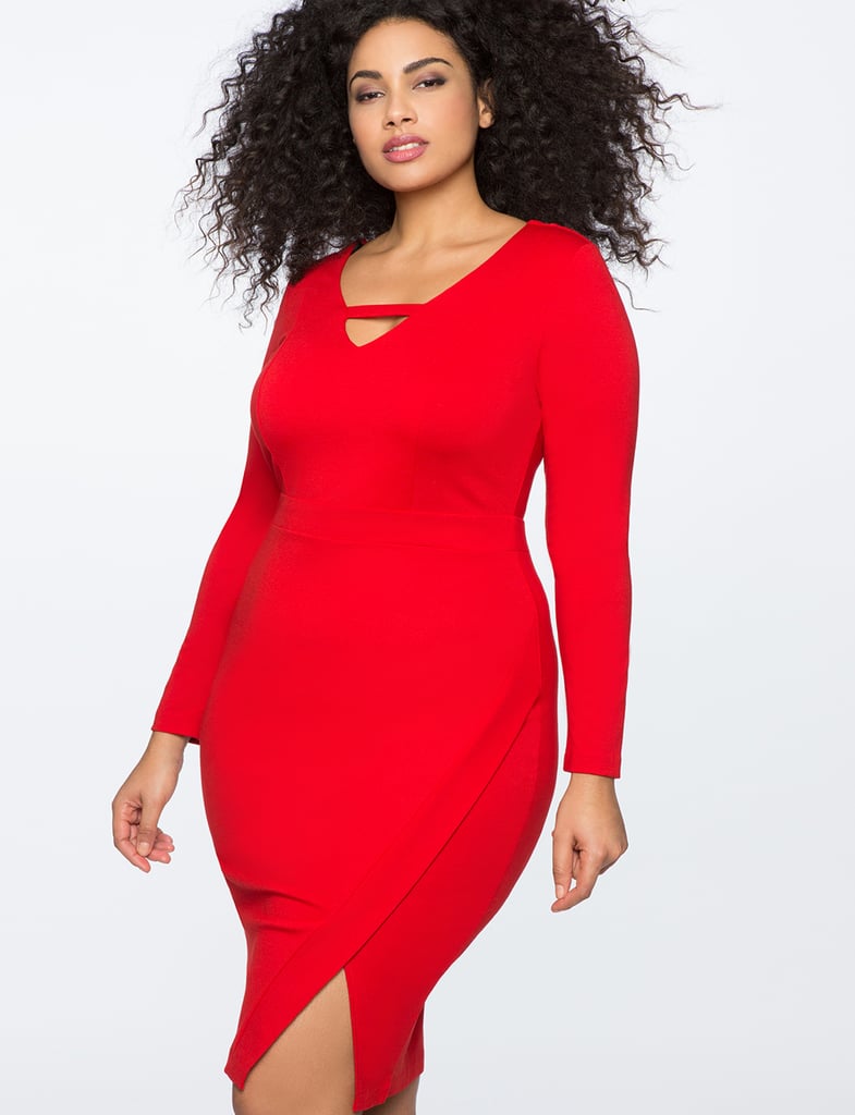 ELOQUII 3/4 Sleeve Faux Wrap Dress