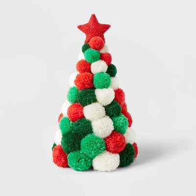 Target Red, White, and Green Pom-Pom Christmas Trees Decorative Figurine