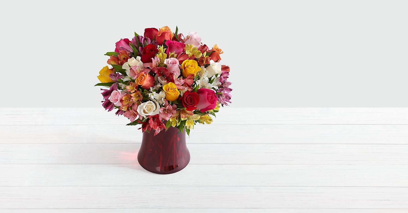 Smiles & Sunshine Bouquet with Red Vase