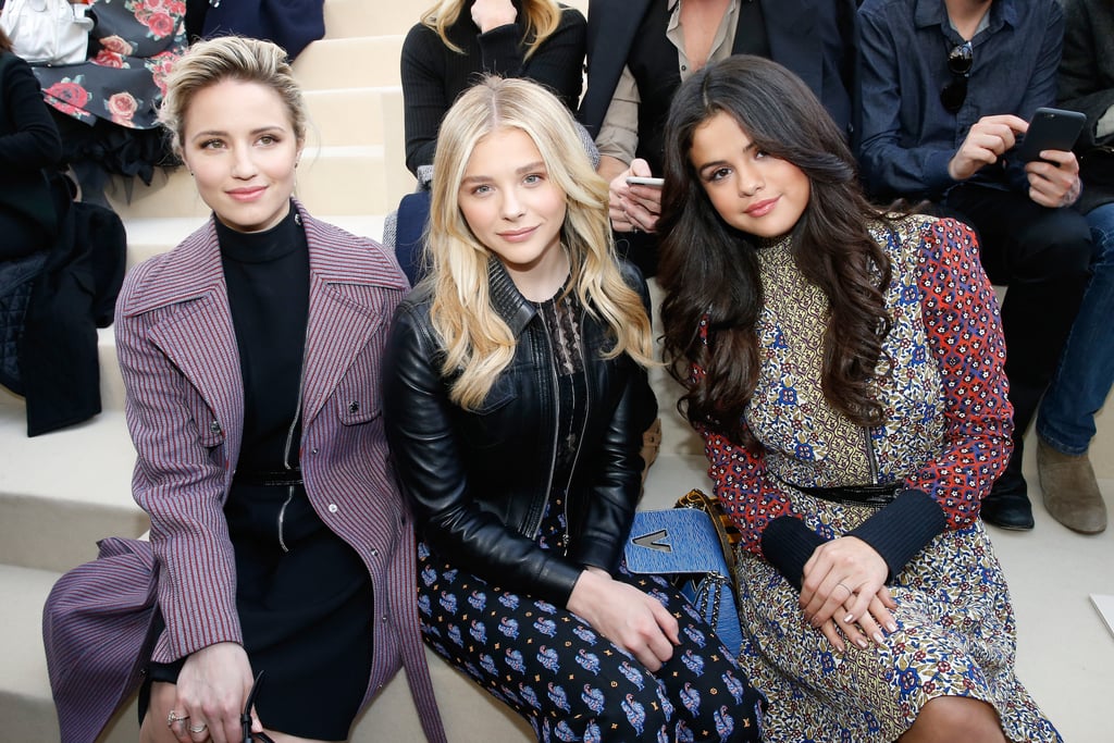 Dianna Agron, Chloë Grace Moretz, and Selena Gomez made a stylish trio in the front row at Louis Vuitton.