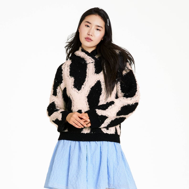 Sandy Liang x Target Leopard Print Sherpa Hooded Sweatshirt and Gingham 3/4 Sleeve Shirtdress