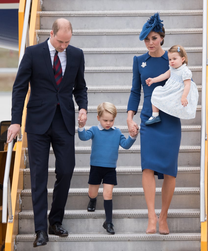 William helped George down the steps as the royal family began their royal tour of Canada in 2016.