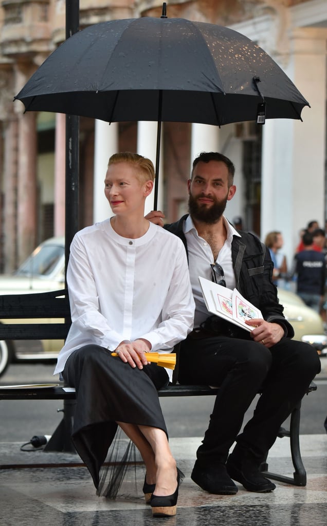 Tilda Swinton sat front row.