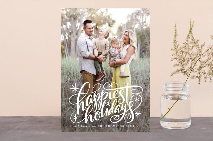 Hand Lettered Happiest Holidays Card from Minted ($1-$3 per card)