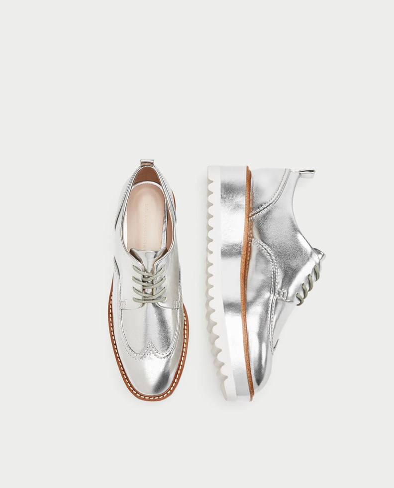 Zara Silver Track Sole Brogues