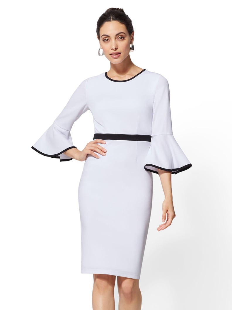 New York & Company 7th Avenue Piped Bell-Sleeve Dress