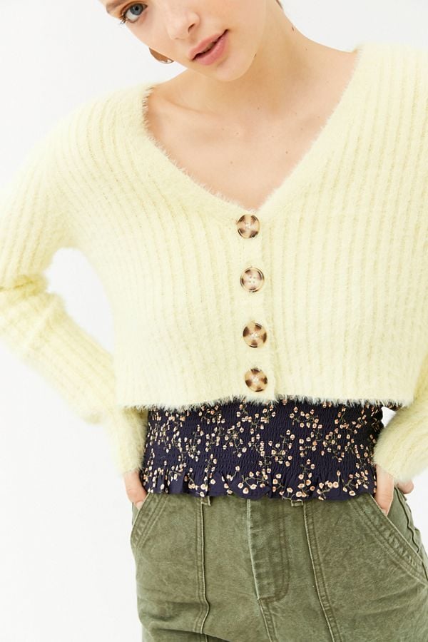 Urban Outfitters Rochelle Fuzzy Cropped Cardigan
