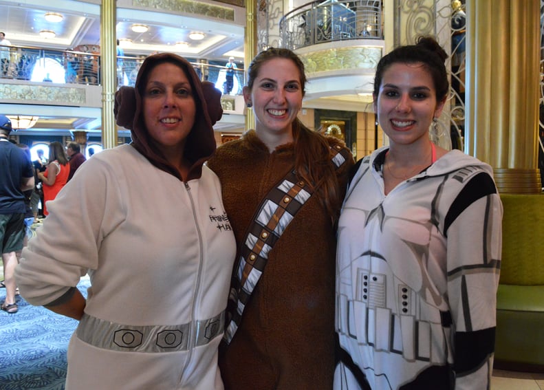 Princess Leia, Chewbacca, and Stormtrooper