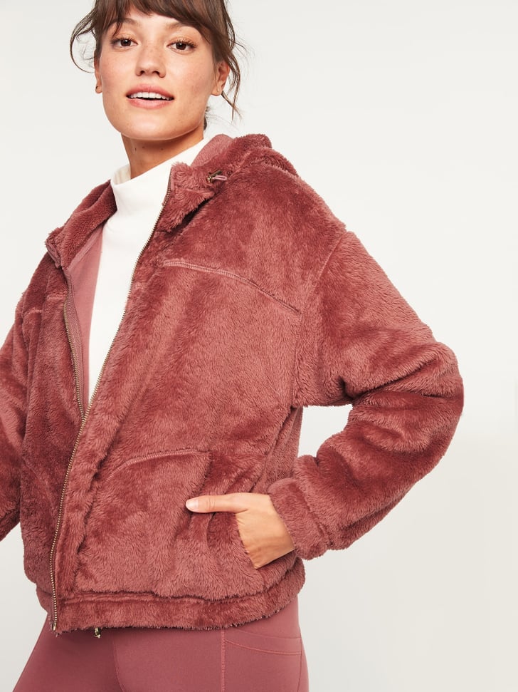 Loose Cosy Sherpa Crop Hoodie | Old Navy Sherpa Jacket Review ...