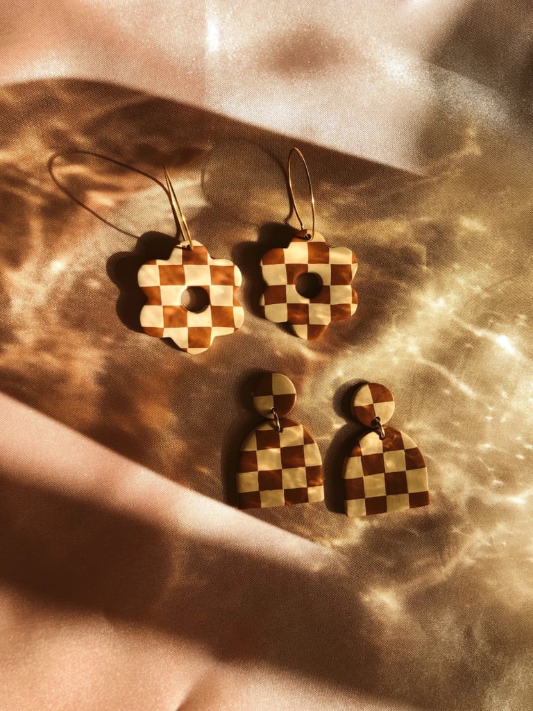 A Style Charm: Checkerboard Dangle Earrings