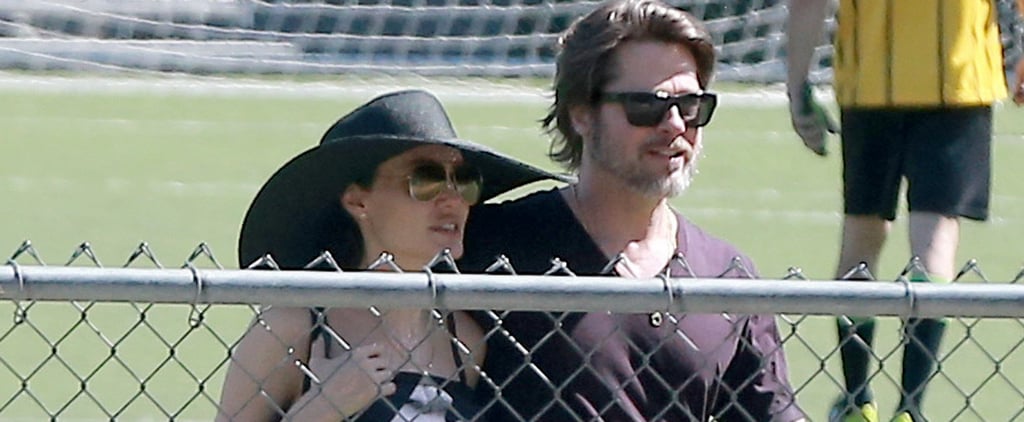 Brad Pitt and Angelina Jolie Kissing at a Soccer Game