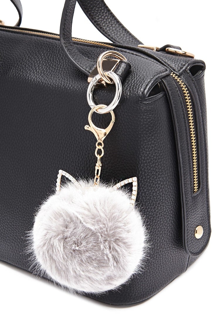 Cat Ear Pom Pom Puff Keychain