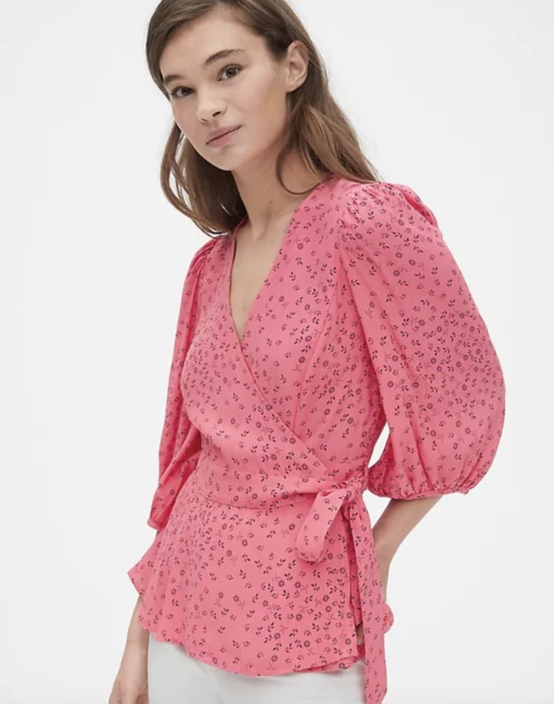 Gap Print Wrap Blouse