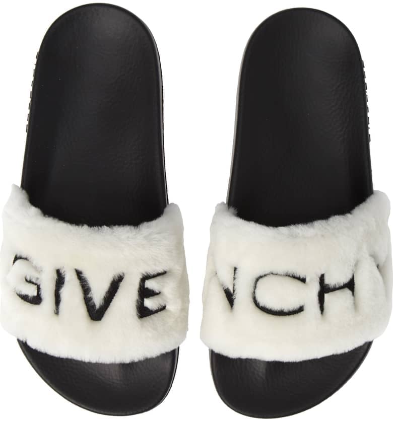 Givenchy Logo Genuine Shearling Slide Sandal