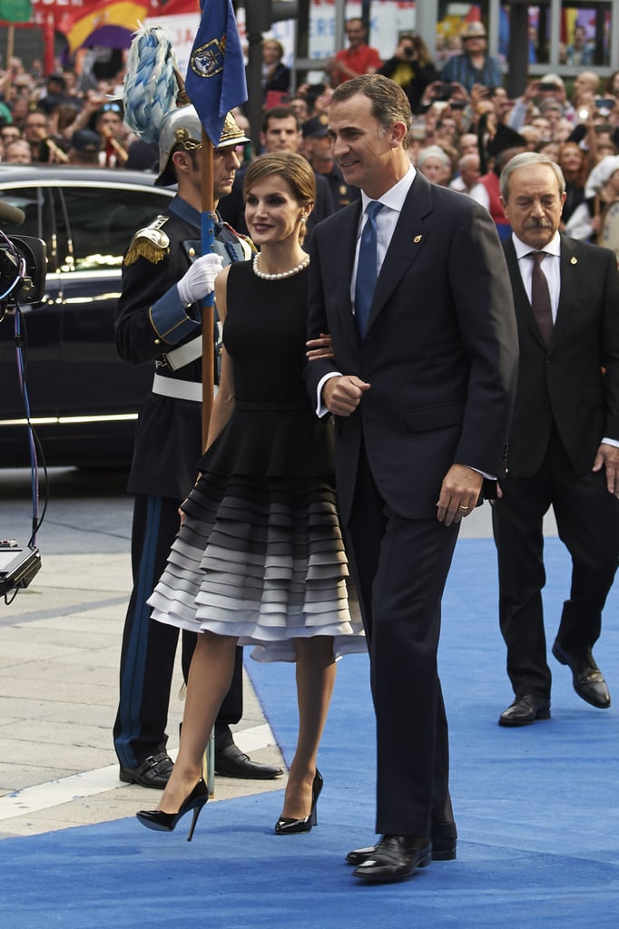 Queen Letizia in an Ombre Black Dress