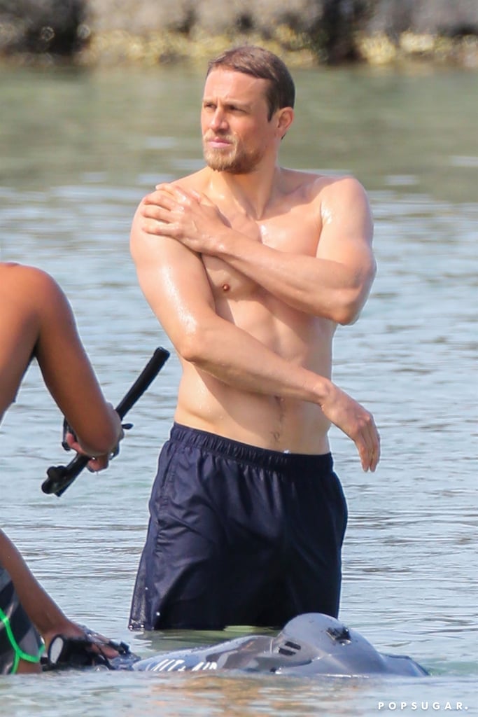 Charlie Hunnam Shirtless on the Beach in Hawaii March 2018