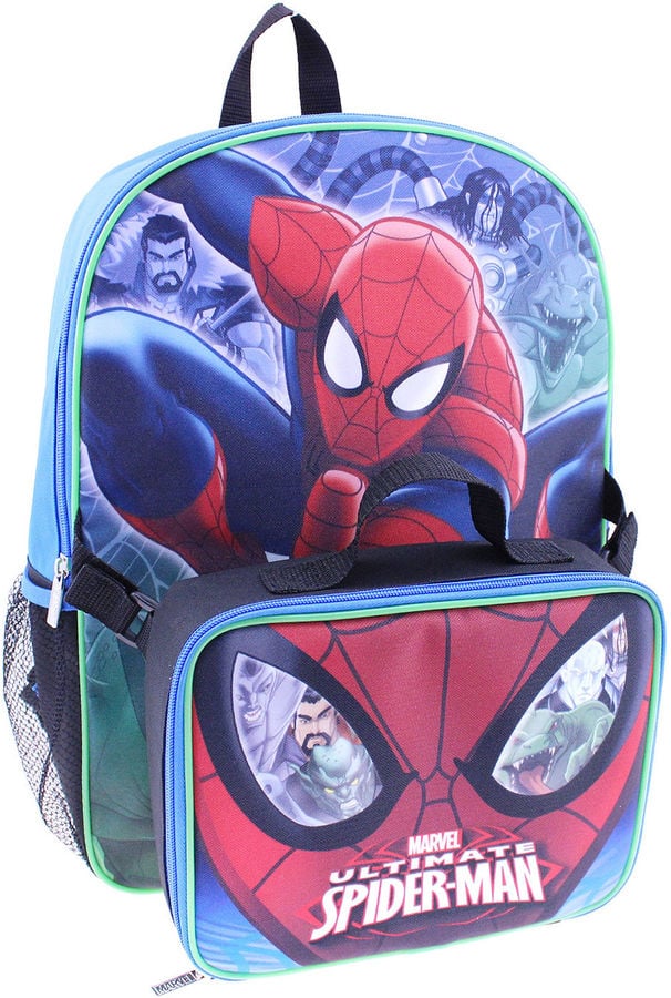 spider man bookbag with lunch box