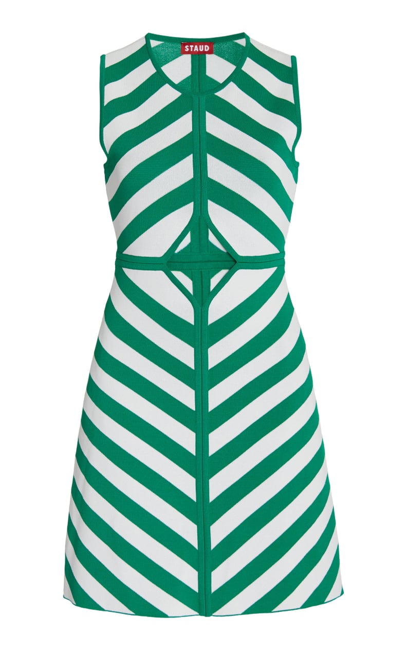 Staud Bondi Cutout Striped Compact-Knit Mini Dress