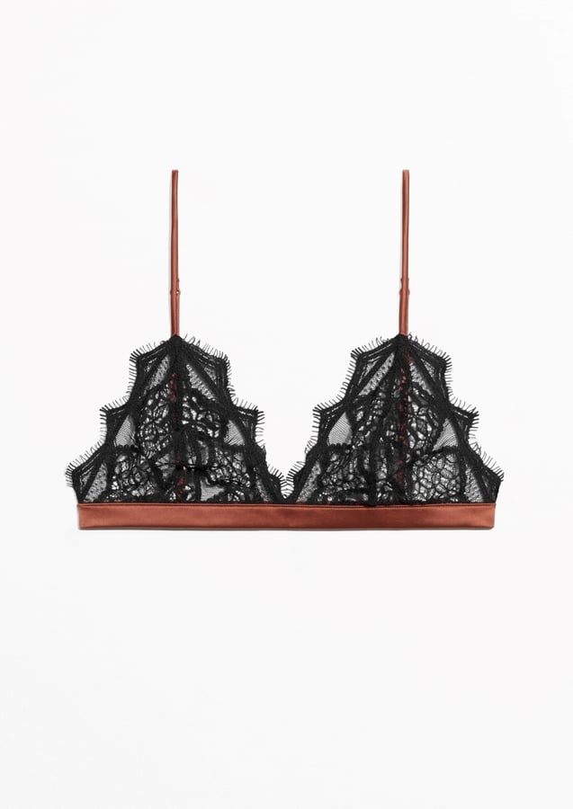  Other Stories mesh wire bra and panty in black plaid