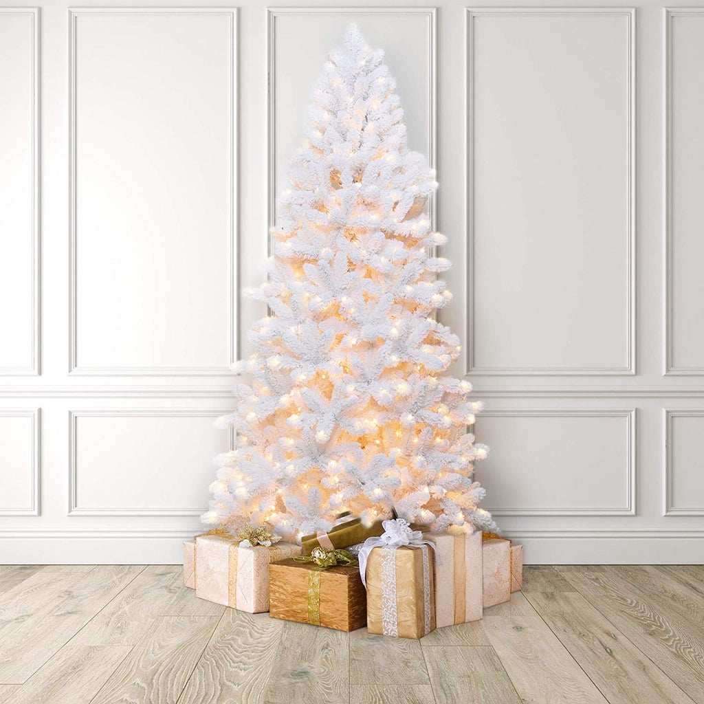 Martha Stewart Flocked White Pine Pre-Lit Artificial Christmas Tree