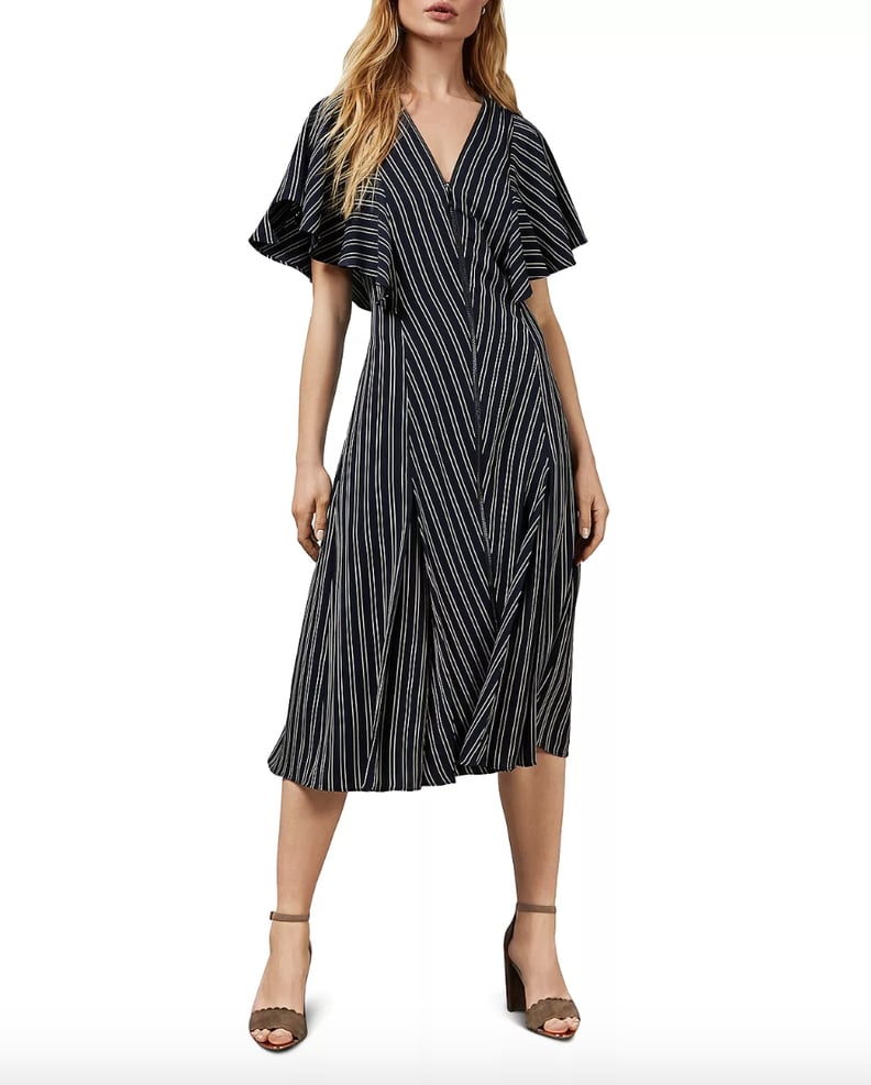 Ted Baker Flissie Zip-Front Striped Midi Dress
