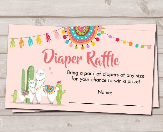 llama nappy raffle cards