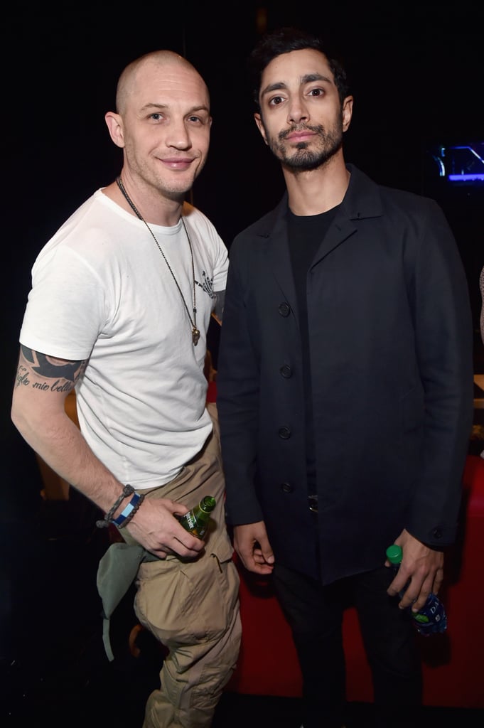 Tom Hardy and Riz Ahmed hung out while promoting Venom in 2018.