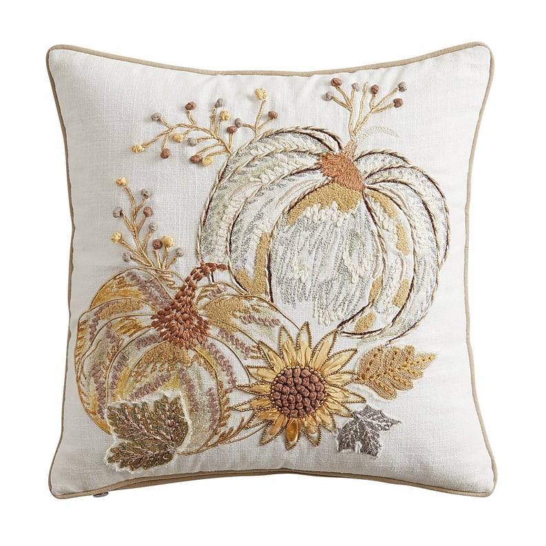 Gold Pumpkin Flowers Pillow