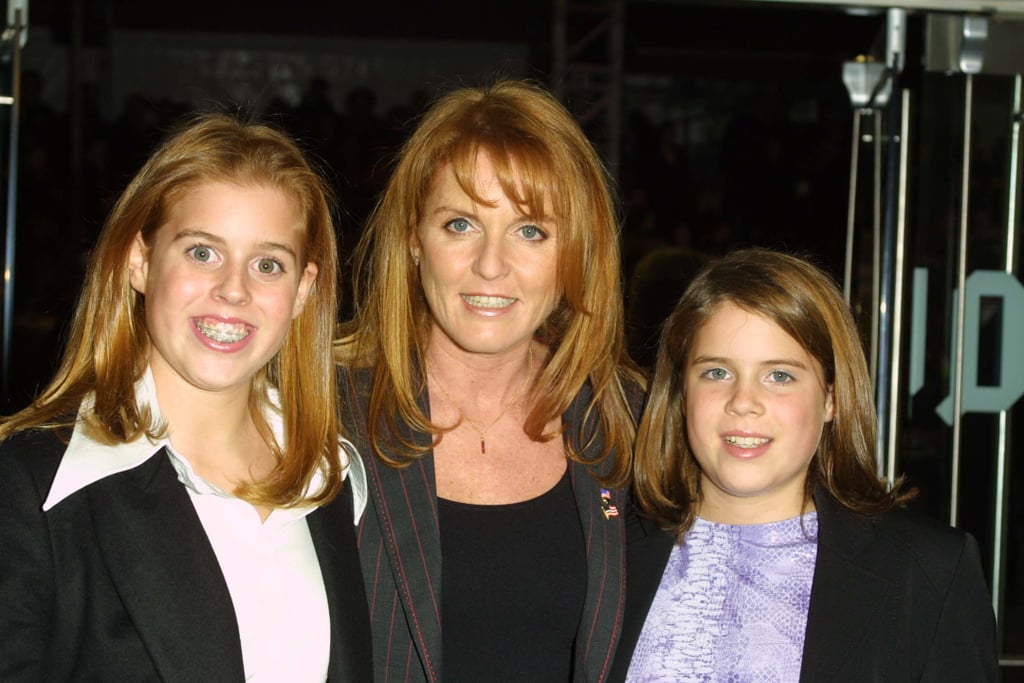 With her mum, Sarah Ferguson, and sister, Princess Eugenie, in 2001.