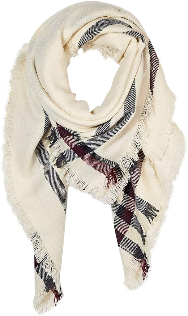 Under Zero Plaid Beige Blanket Scarf Wrap