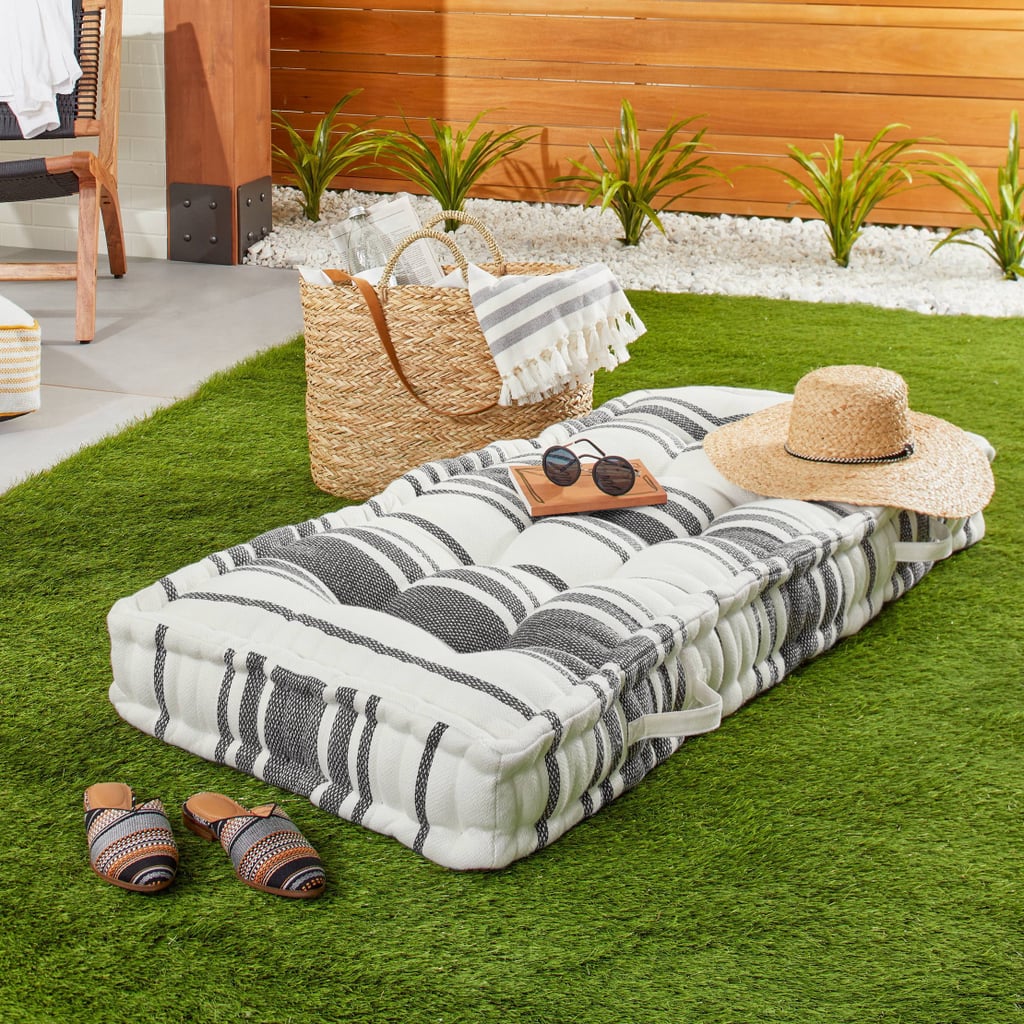 For Sunbathing: Variegated Stripe Indoor/Outdoor French Floor Cushion