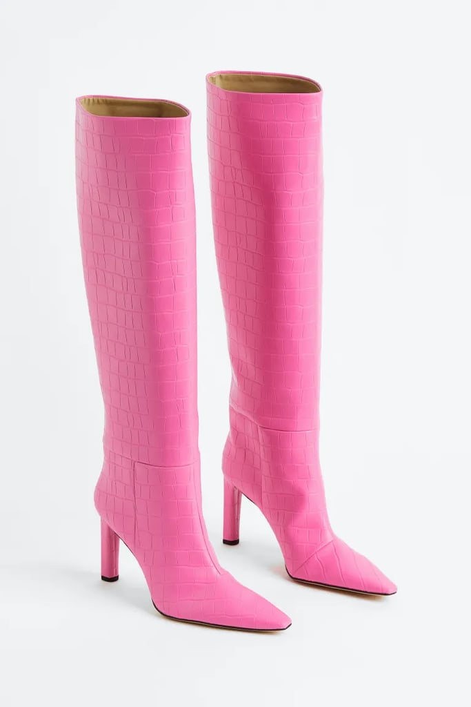 Barbiecore Boots: H&M Knee-High Heeled Boots